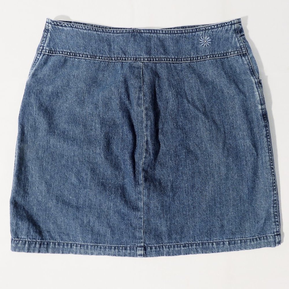 Vintage WOOLRICH Size 8 Denim A-Line Skirt Zip Button Front with Pockets - Picture 2 of 4